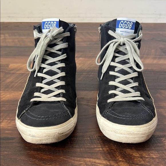Golden Goose White and Black Denim & Suede High-Top Sneakers 44 US size 11 - Picture 7 of 14